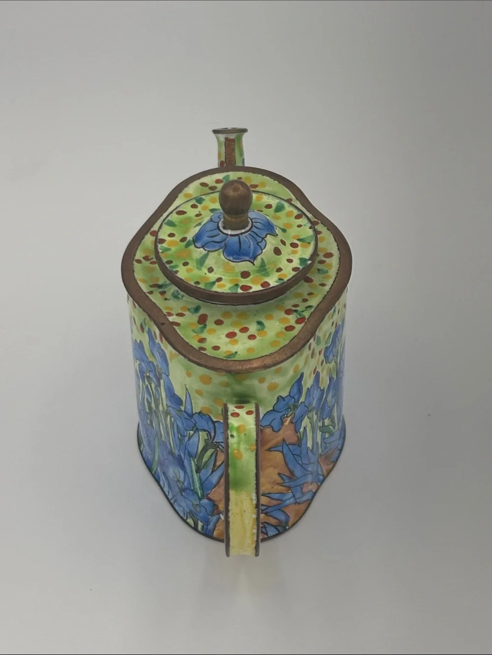 Kelvin Chen Mini Enamel Hand-Painted Teapot Van Gogh Irises “Vincent” - #5012